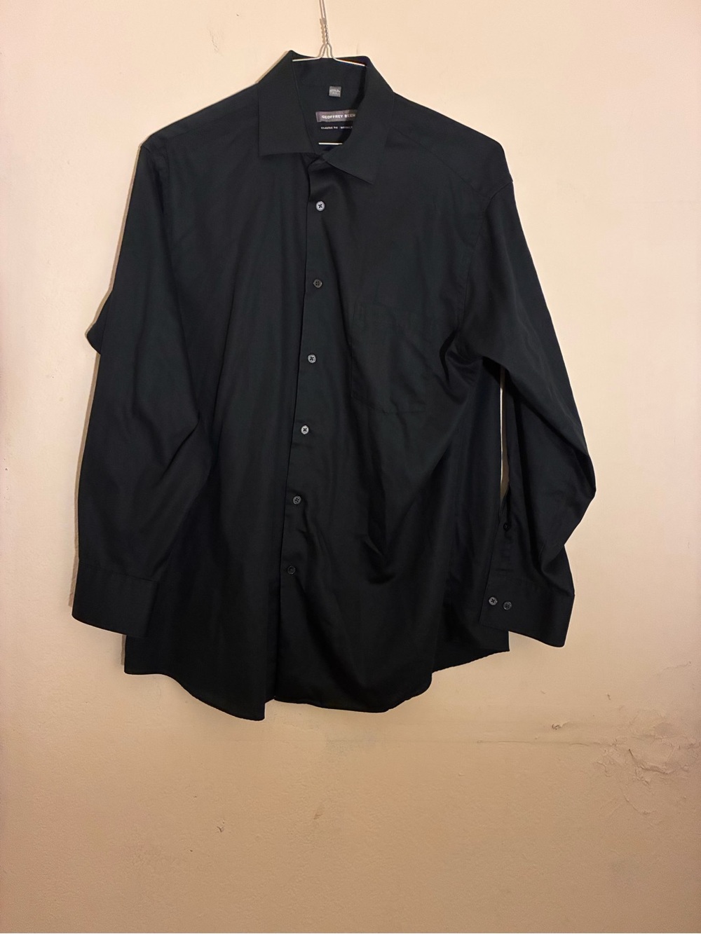 Geoffrey Beene Black Long-Sleeve Button Dress Shirt